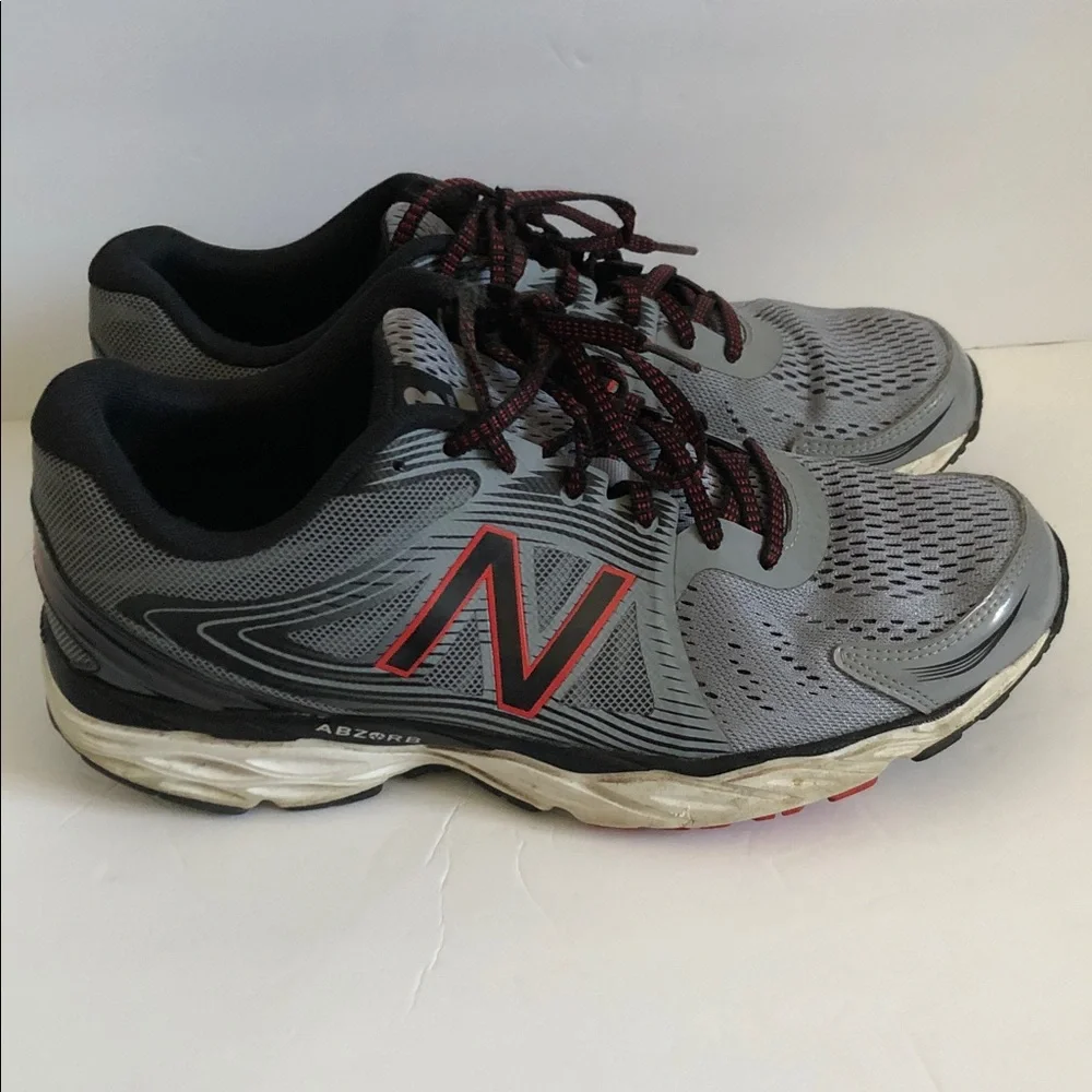 New Balance Gray Athletic Shoes with Red-Accented Laces